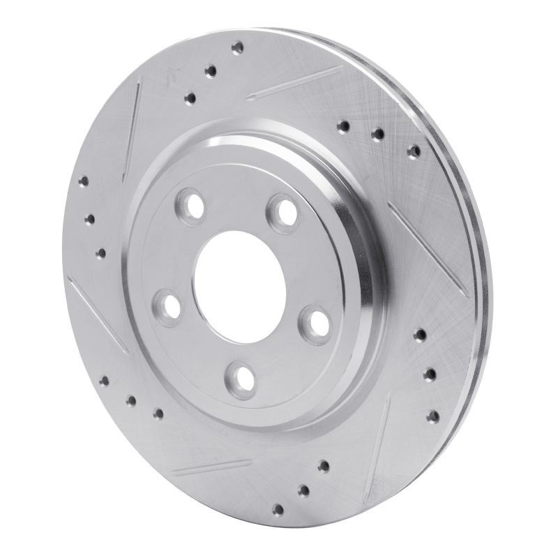 Ford Thunderbird Brake Rotor (1) - Rear Left - R1 Concepts - Drilled & Slotted - Silver - `00-`06